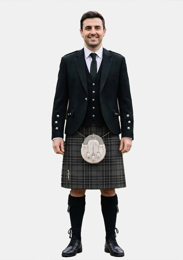 Traditional_Grey_Spirit_tartan_6594_Kilt_and_Argyle_Jacket_Kilt_Outfits_front_image