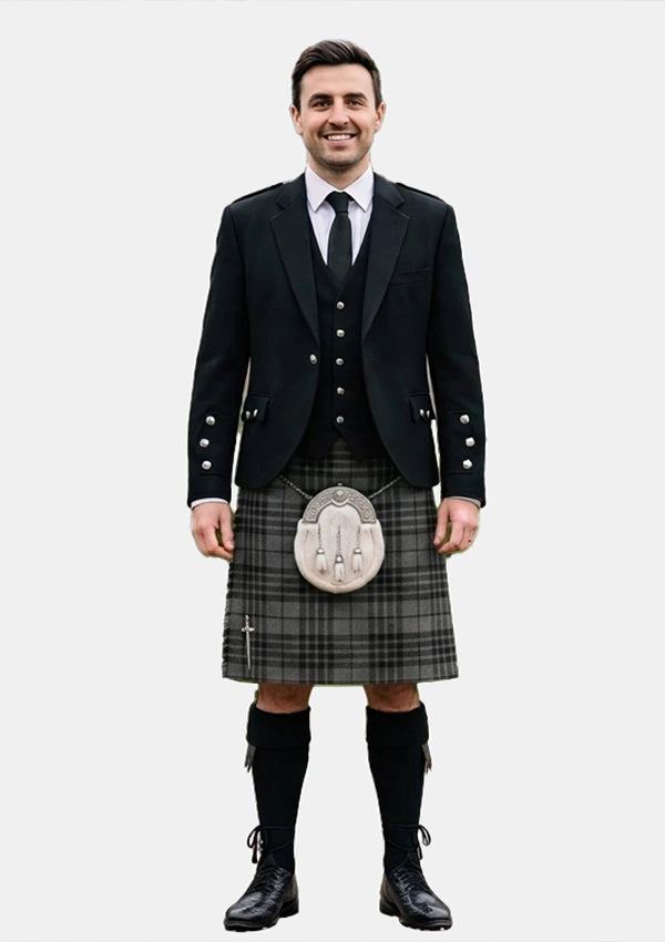 Traditional_Grey_Watch_Tartan_Kilt_and_Argyle_Jacket_Kilt_Outfits_front_image