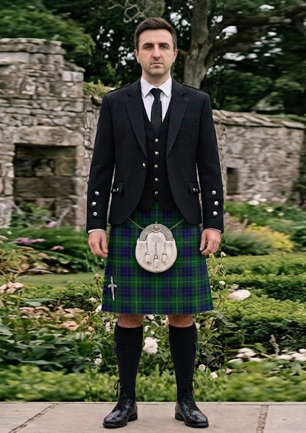 Traditional_Hamilton_Green_Hunting_Tartan_139_Kilt_and_Argyle_Jacket_Kilt_Outfit_front_image