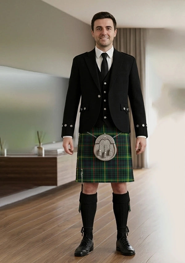 Traditional_Hunting_Stewart_Tartan_Kilt_and_Argyle_Jacket_Kilt_Outfit_front_image