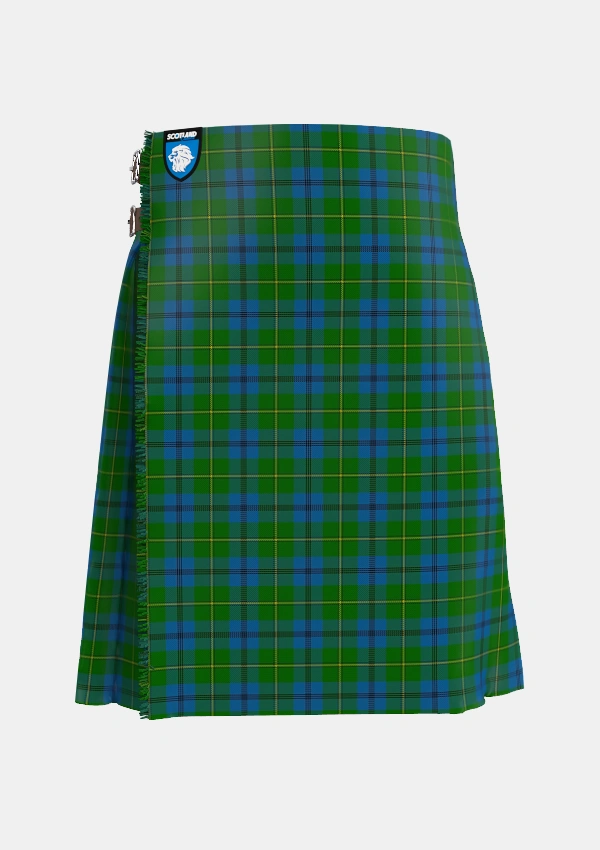 Traditional_Johnston_Johnstone_Tartan_1063_kilt_front_image_with_pleated_design_and_adjustable_buckles_for_men