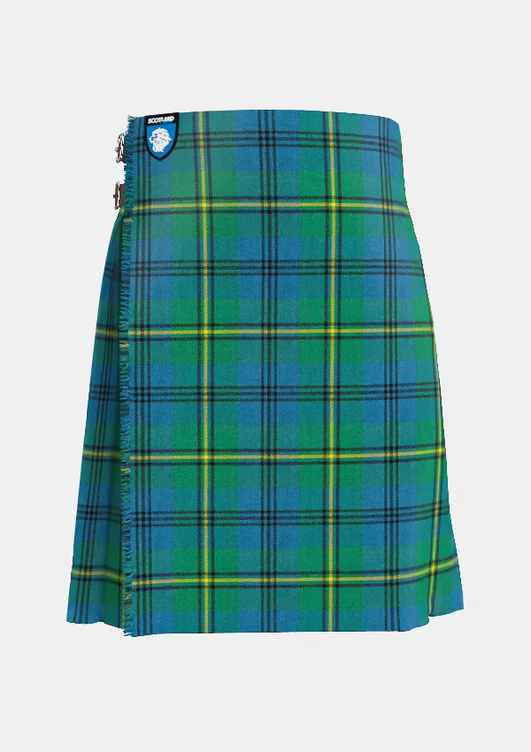 Traditional_Johnstone_Ancient_Tartan_kilt_front_image_with_pleated_design_and_adjustable_buckles_for_men