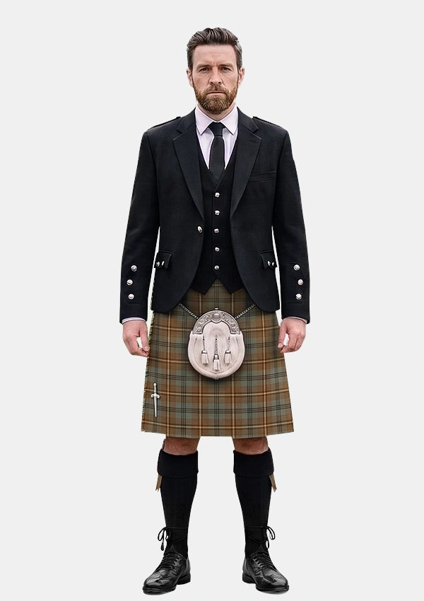 Traditional_Johnstone_Weathered_Tartan_Kilt_and_Argyle_Jacket_Kilt_Outfits_front_image