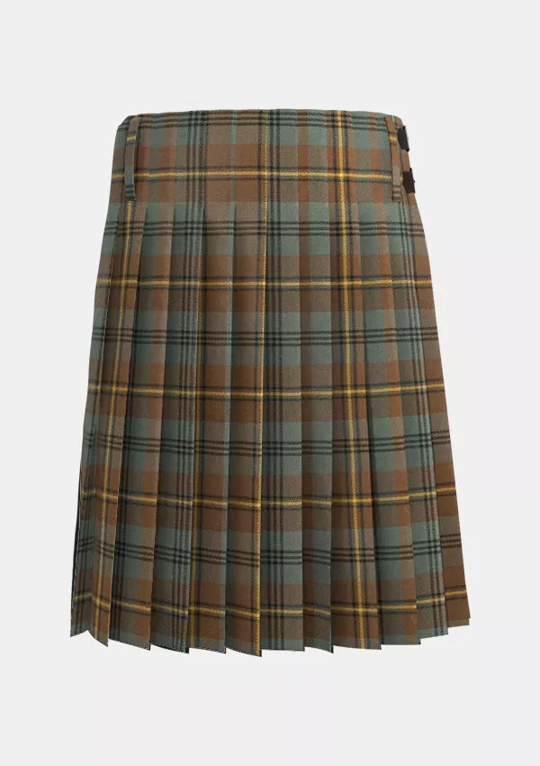 Traditional_Johnstone_Weathered_Tartan_kilt_back_image_with_pleated_design_and_adjustable_buckles_for_men