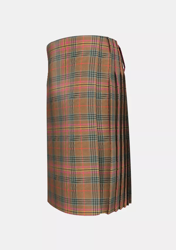 Traditional_Kennedy_Weathered_Tartan_kilt_left_image_with_pleated_design_and_adjustable_buckles_for_men