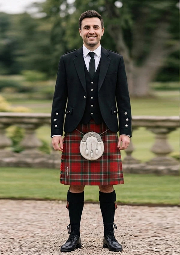 Traditional_Kidd_tartan_1409_Kilt_and_Argyle_Jacket_Kilt_Outfit_front_image
