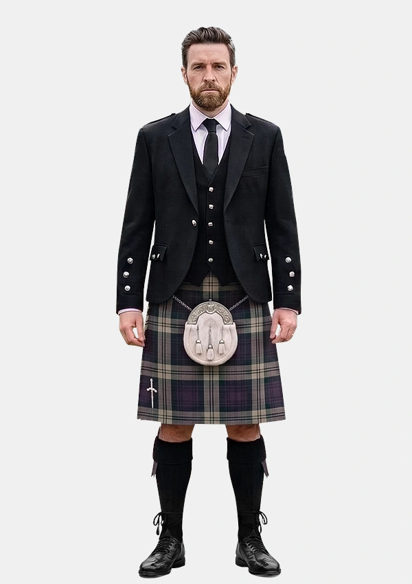 Traditional_Kyle_Grape_Tartan_7585_Kilt_and_Argyle_Jacket_Kilt_Outfits_front_image