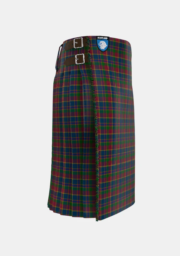 Traditional_Land_s_End_Maroon_Tartan_kilt_2578_right_image_with_pleated_design_and_adjustable_buckles_for_men