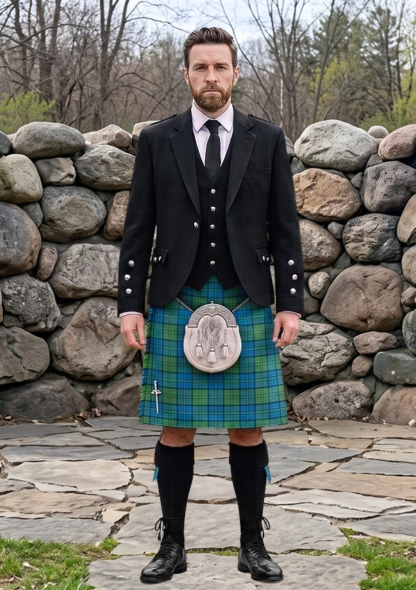 Traditional_Lockhart_Ancient_Tartan_Kilt_and_Argyle_Jacket_Kilt_Outfit_front_image