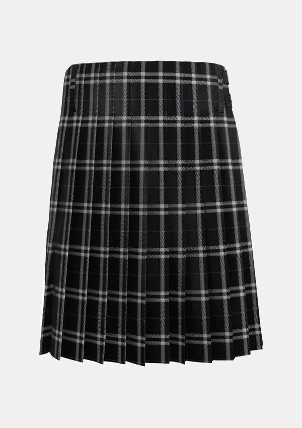 Traditional_London_Fog_Black_Tartan_kilt_7269_back_image_with_pleated_design_and_adjustable_buckles_for_men