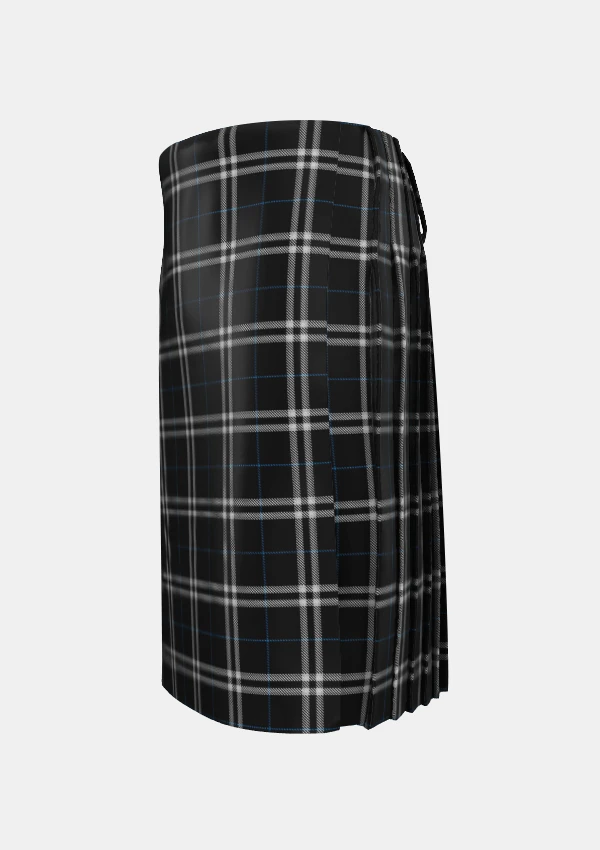 Traditional_London_Fog_Black_Tartan_kilt_7269_left_image_with_pleated_design_and_adjustable_buckles_for_men
