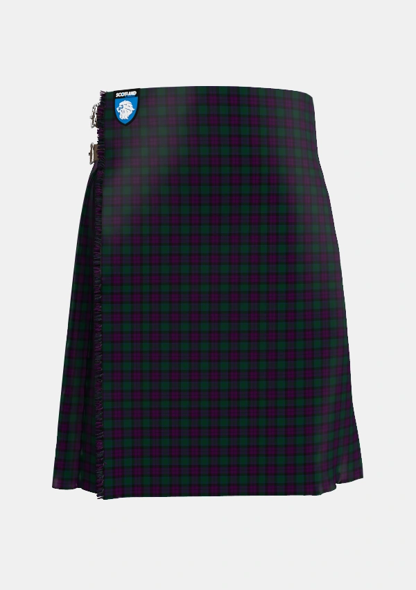 Traditional_MacArthur_of_Milton_Hunting_Tartan_700_kilt_front_image_with_pleated_design_and_adjustable_buckles_for_men