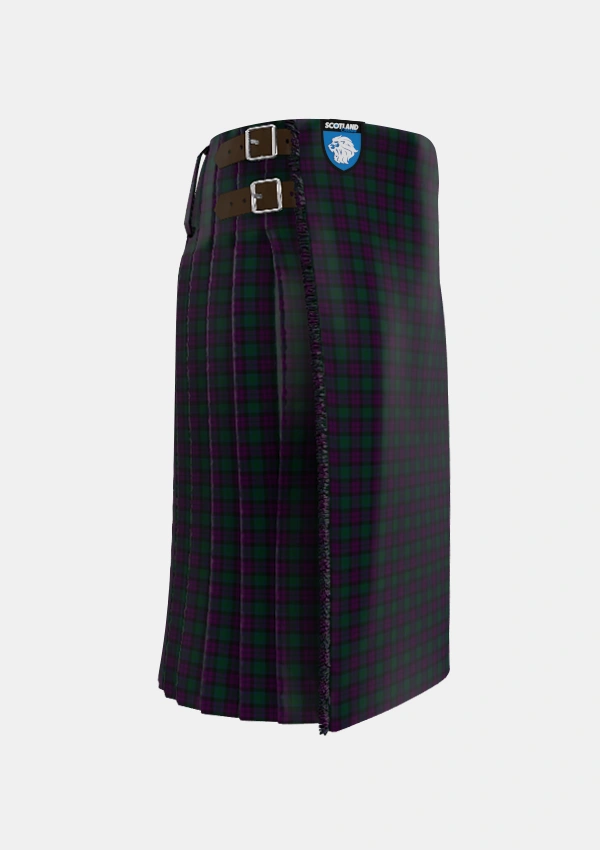 Traditional_MacArthur_of_Milton_Hunting_Tartan_700_kilt_right_image_with_pleated_design_and_adjustable_buckles_for_men