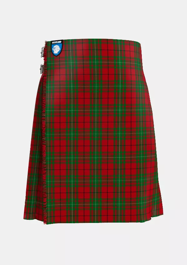 Traditional_MacAulay_Red_Tartan_kilt_front_image_with_pleated_design_and_adjustable_buckles_for_men