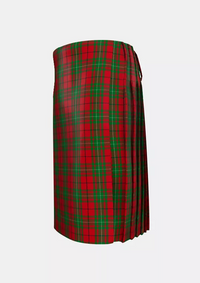 Traditional_MacAulay_Red_Tartan_kilt_left_image_with_pleated_design_and_adjustable_buckles_for_men