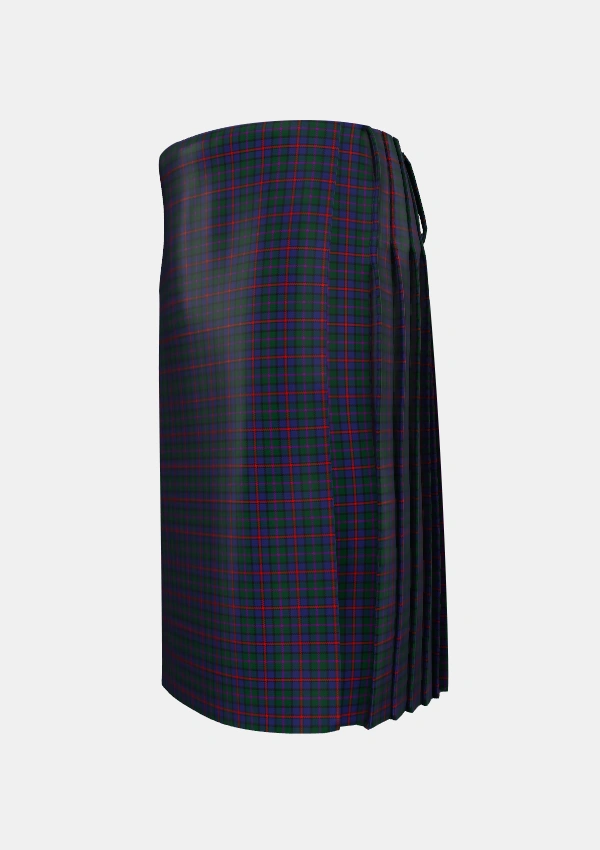 Traditional_MacCaughan_or_MacEachain_Personal_Tartan_169_kilt_left_image_with_pleated_design_and_adjustable_buckles_for_men