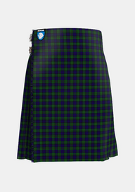 Traditional_MacKinlay_2_4_black_stripes_Tartan_3423_kilt_front_image_with_pleated_design_and_adjustable_buckles_for_men