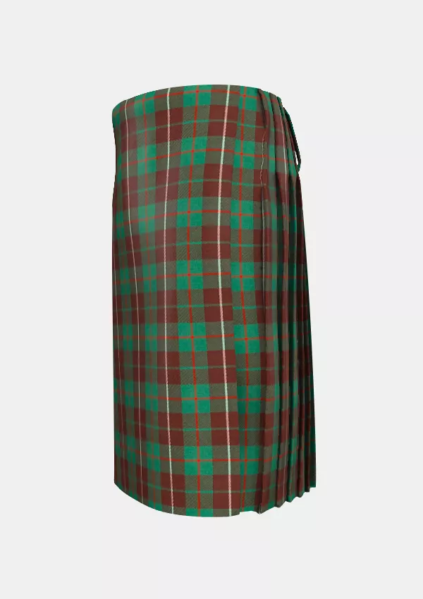 Traditional_MacKinnon_Hunting_Tartan_kilt_left_image_with_pleated_design_and_adjustable_buckles_for_men