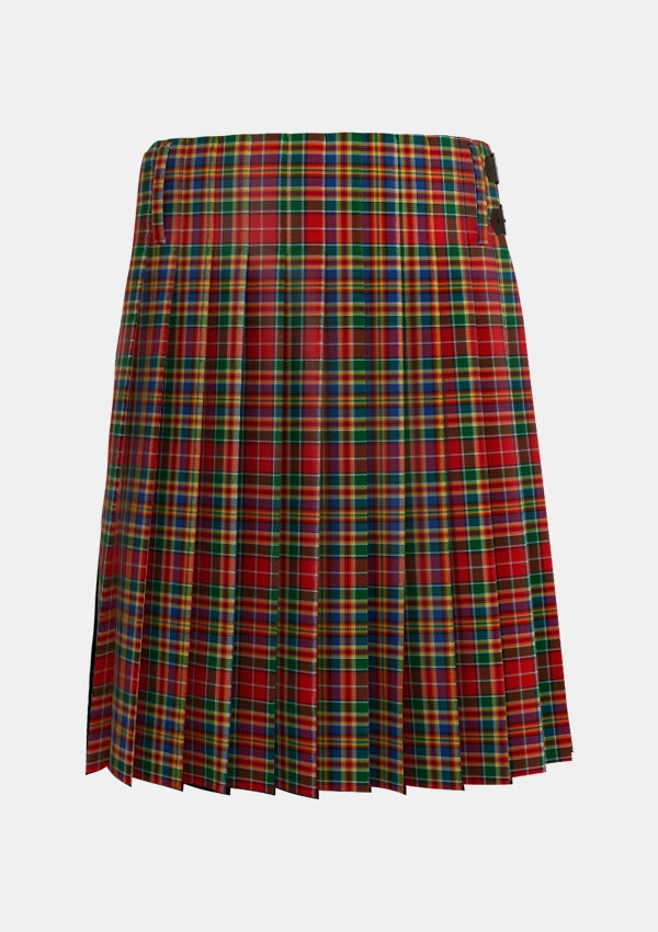 Traditional_MacPherson_3_Tartan_682_kilt_back_image_with_pleated_design_and_adjustable_buckles_for_men