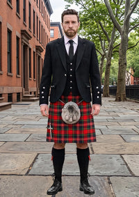 Traditional_MacPherson_Clan_Modern_Tartan_Kilt_and_Argyle_Jacket_Kilt_Outfit_front_image