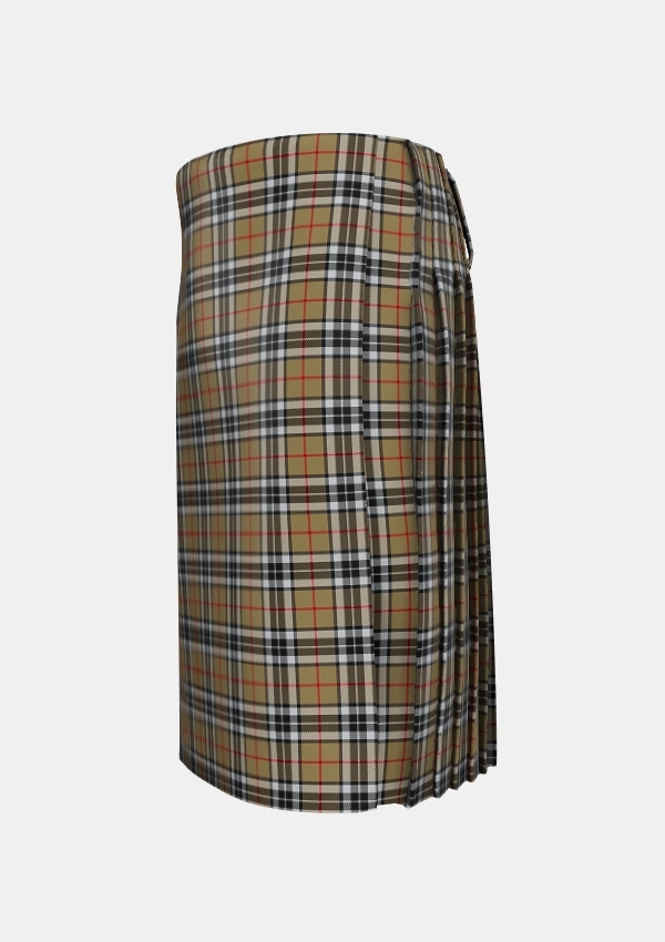Traditional_MacTavish_Thompson_Thomson_Camel_Tartan_2421_kilt_left_image_with_pleated_design_and_adjustable_buckles_for_men