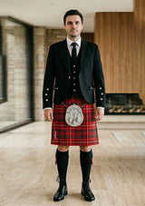 Traditional_Mackinnon_modern_tartan_Kilt_and_Argyle_Jacket_Kilt_Outfit_front_image