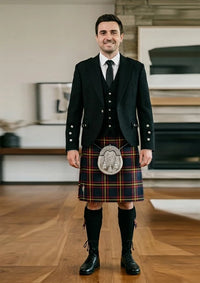 Traditional_Maclain_of_lochbuie_hunting_tartan_Kilt_and_Argyle_Jacket_Kilt_Outfit_front_image