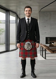 Traditional_Maclean_Red_Tartan_Kilt_and_Argyle_Jacket_Kilt_Outfit_front_image