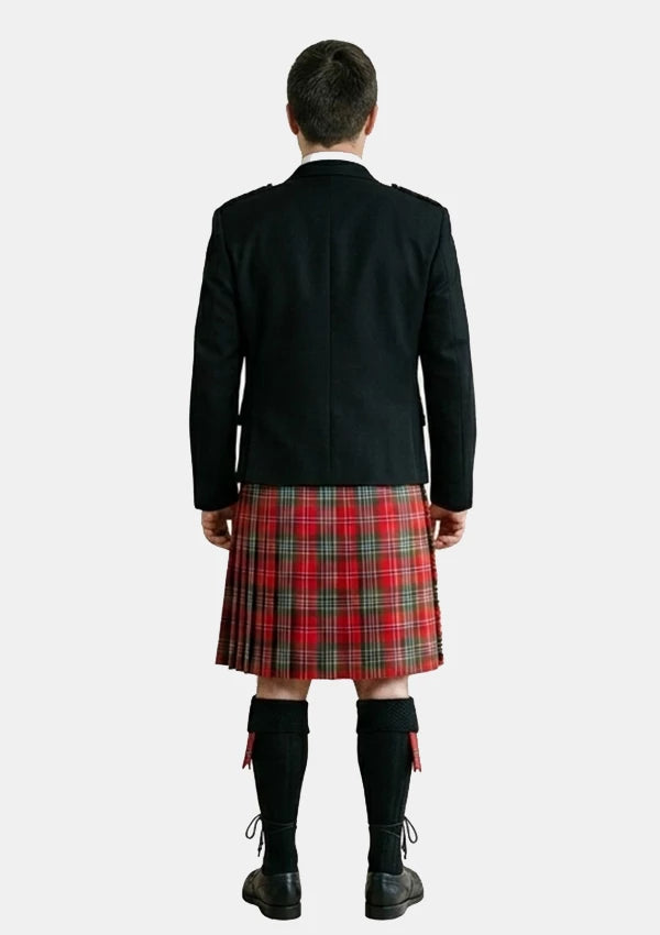 Traditional_Maclean_of_duart_weathered_tartan_Kilt_and_Argyle_Jacket_Kilt_Outfits_back_image