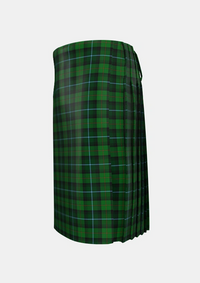 Traditional_McCandlish_Hunting_Green_Tartan_3328_kilt_left_image_with_pleated_design_and_adjustable_buckles_for_men