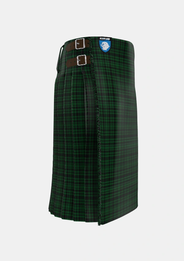 Traditional_Menzies_Green_Tartan_788_kilt_right_image_with_pleated_design_and_adjustable_buckles_for_men