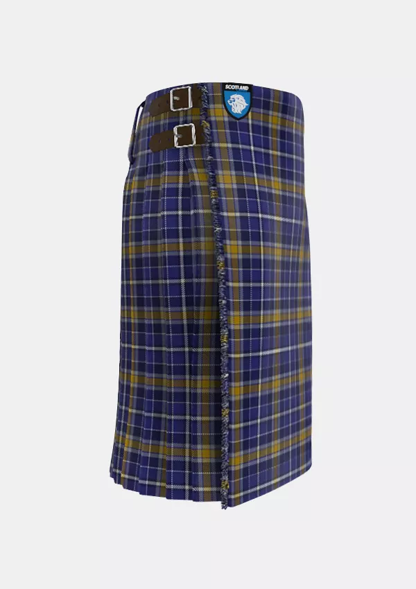 Traditional_Monaghan_County_Crest_Range_Tartan_7412_kilt_right_image_with_pleated_design_and_adjustable_buckles_for_men