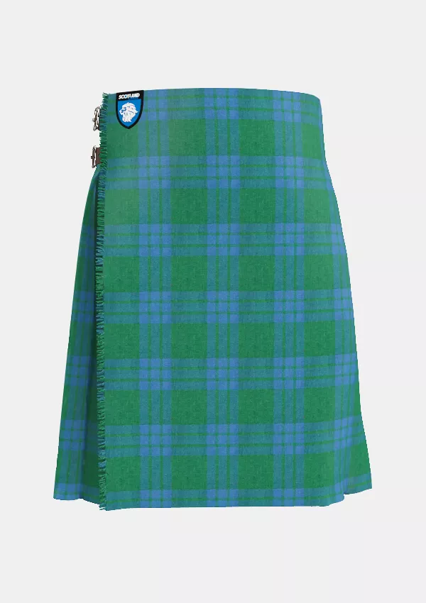 Traditional_Montgomery_Blue_Ancient_Tartan_kilt_front_image_with_pleated_design_and_adjustable_buckles_for_men