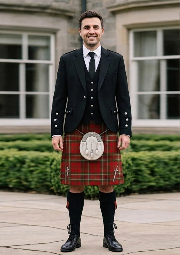 Traditional_Morrison_Clan_tartan_998_Kilt_and_Argyle_Jacket_Kilt_Outfit_front_image