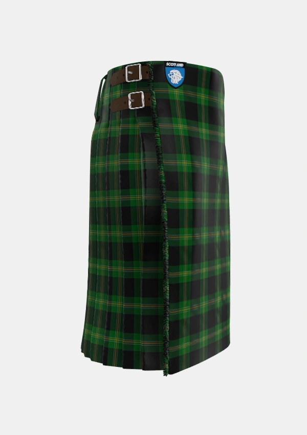 Traditional_Perry_Hunting_Green_Personal_Tartan_1119_kilt_right_image_with_pleated_design_and_adjustable_buckles_for_men