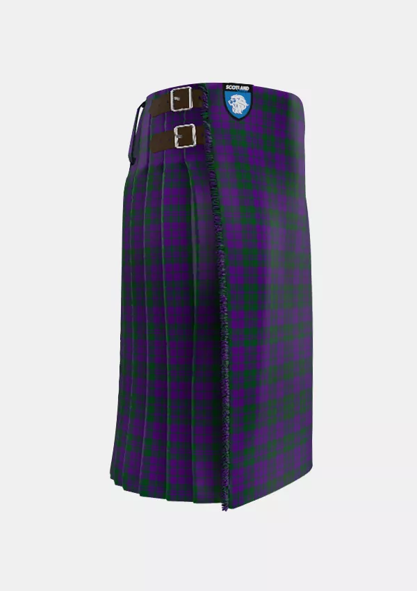 Traditional_Rae_Tartan_100_kilt_right_image_with_pleated_design_and_adjustable_buckles_for_men