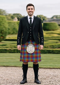 Traditional_Rainbow_tartan_2675_Kilt_and_Argyle_Jacket_Kilt_Outfit_front_image