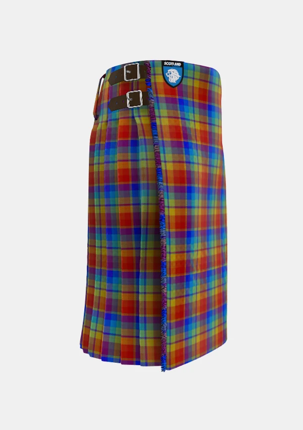 Traditional_Rainbow_tartan_right_image_with_pleated_design_and_adjustable_buckles_for_men
