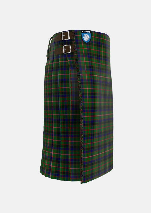 Traditional_Reid_Green_Tartan_2066_kilt_right_image_with_pleated_design_and_adjustable_buckles_for_men