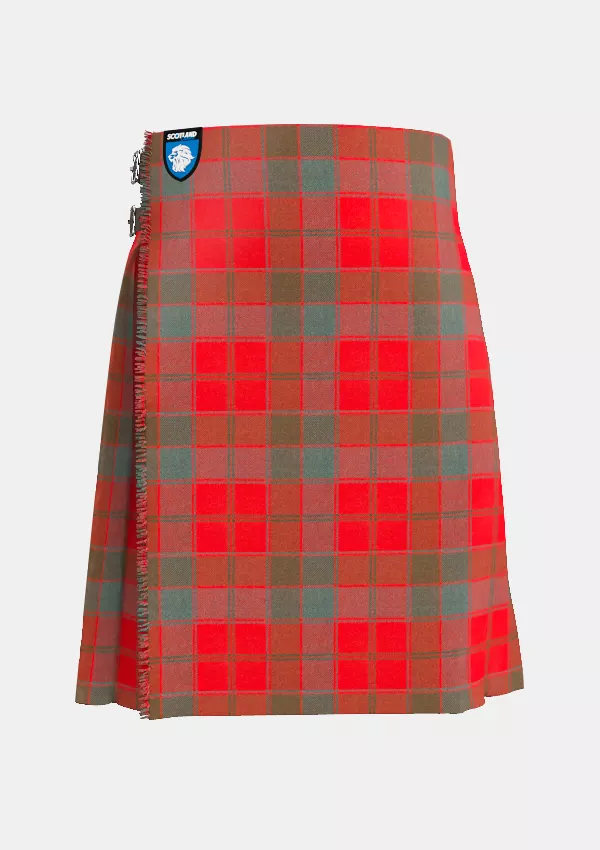 Traditional_Robertson_Red_Weathered_Tartan_kilt_front_image_with_pleated_design_and_adjustable_buckles_for_men