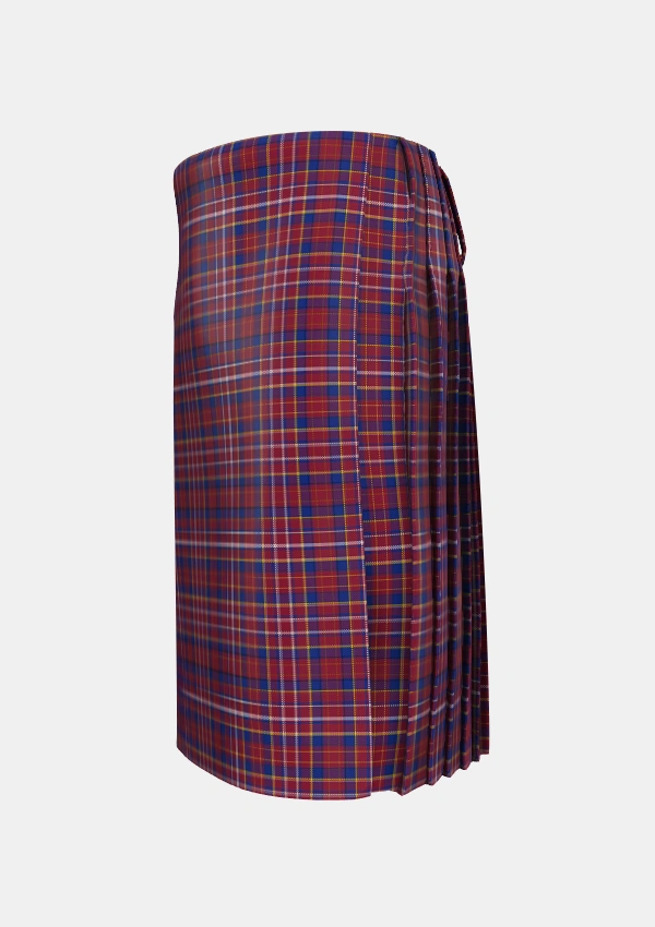 Traditional_Ruxton_Hunting_Tartan_2379_kilt_left_image_with_pleated_design_and_adjustable_buckles_for_men