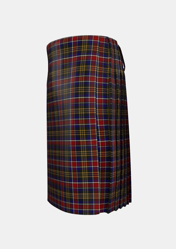 Traditional_Ruxton_Tartan_2378_kilt_left_image_with_pleated_design_and_adjustable_buckles_for_men