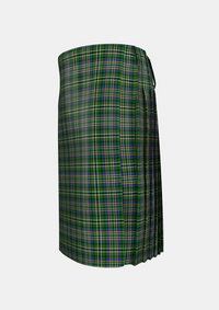 Traditional_Scott_Green_Tartan_825_kilt_left_image_with_pleated_design_and_adjustable_buckles_for_men