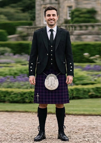 Traditional_Scottish_Heather_tartan_3909_Kilt_and_Argyle_Jacket_Kilt_Outfit_front_image
