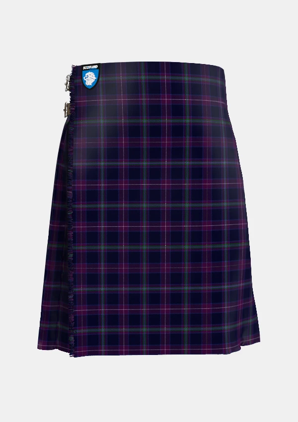 Traditional_Scottish_Heather_tartan_front_image_with_pleated_design_and_adjustable_buckles_for_men