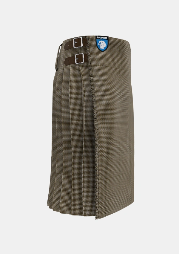 Traditional_Shepherd_Brown_White_Tartan_3205_kilt_right_image_with_pleated_design_and_adjustable_buckles_for_men