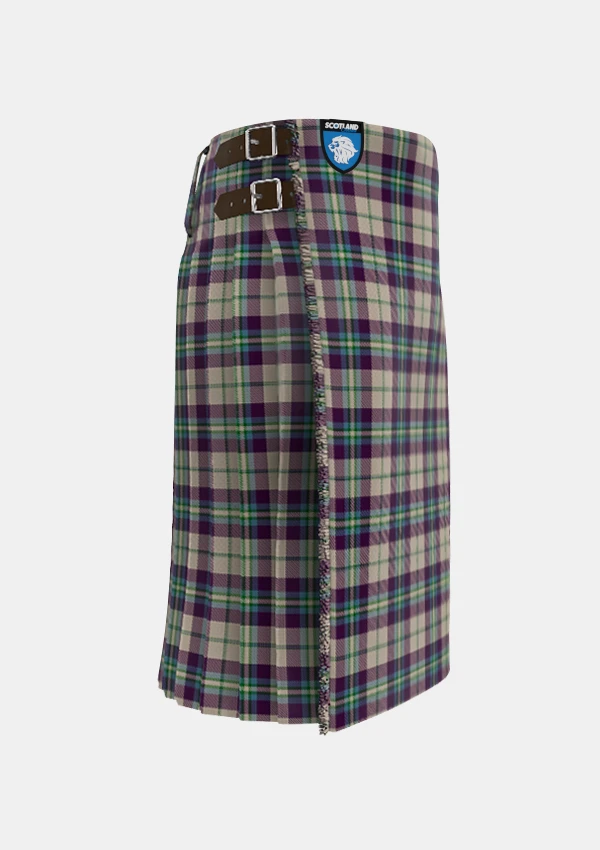 Traditional_Shiel_Purple_Tartan_kilt_right_image_with_pleated_design_and_adjustable_buckles_for_men