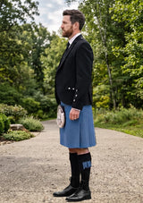 Traditional_Solid_Blue_Tartan_Kilt_and_Argyle_Jacket_Kilt_Outfit_left_image