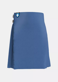 Traditional_Solid_Blue_Tartan_kilt_front_image_with_pleated_design_and_adjustable_buckles_for_men