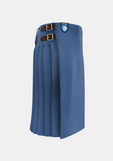 Traditional_Solid_Blue_Tartan_kilt_right_image_with_pleated_design_and_adjustable_buckles_for_men